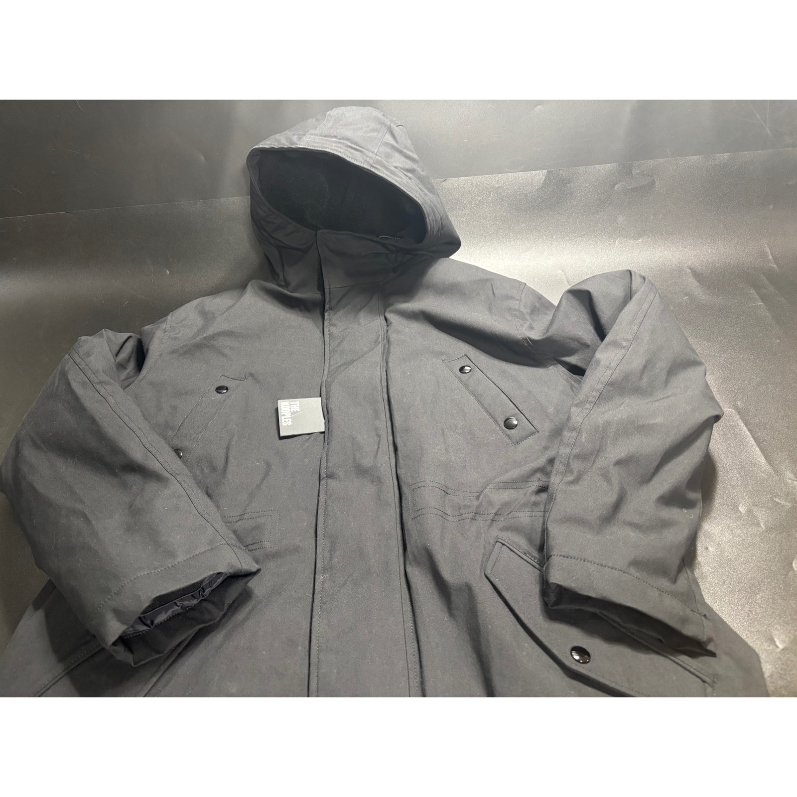 The Kooples New Unisex Sherpa Lined Hooded Cotton Parka Black Sz Small Msrp $785